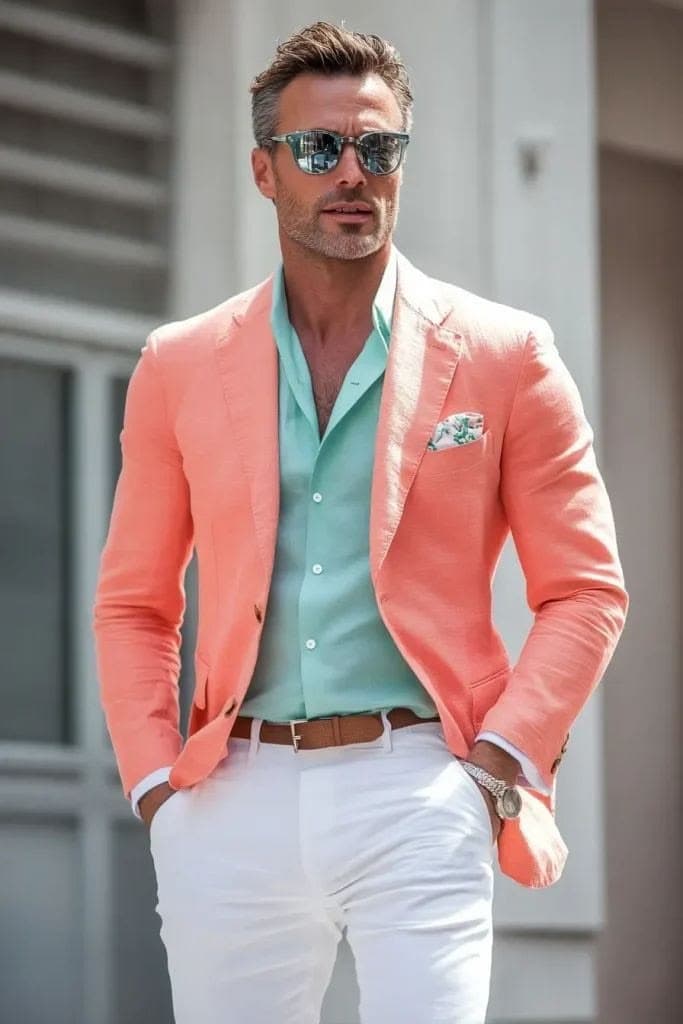 Coral Linen Blazer