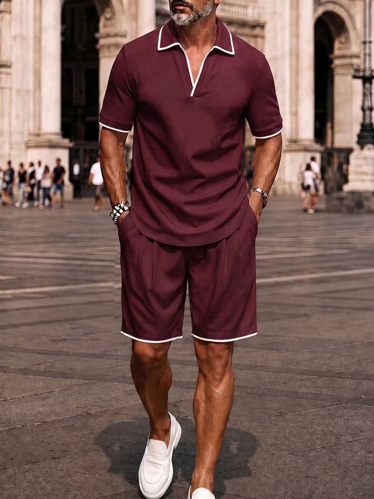 Tipped Polo & Short Set