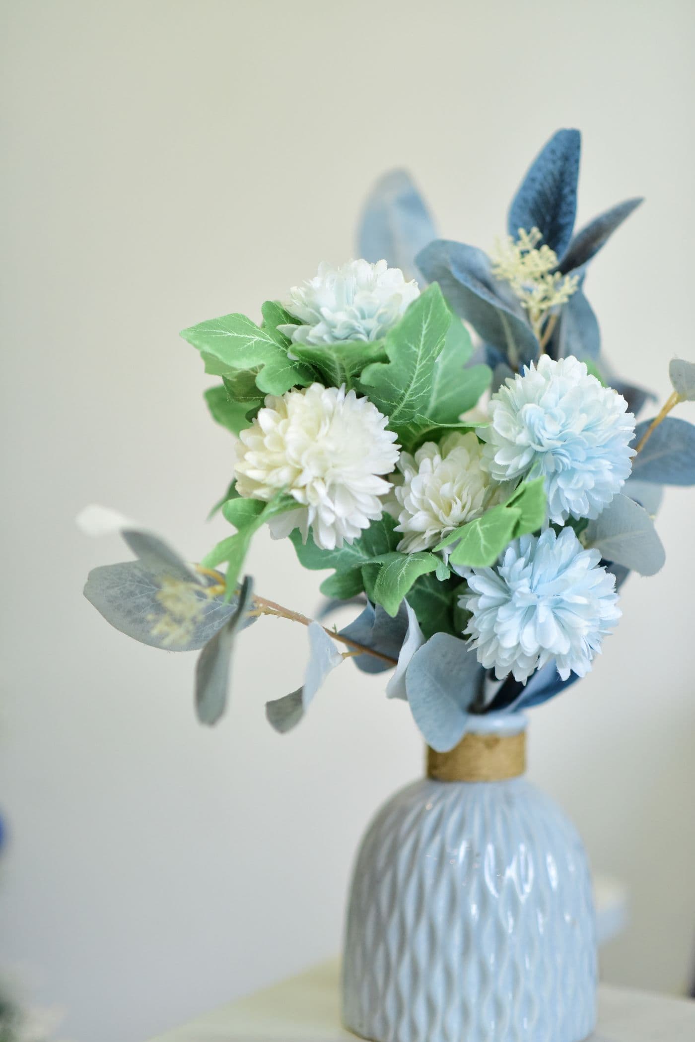 Blue Pompom Silk Arrangement