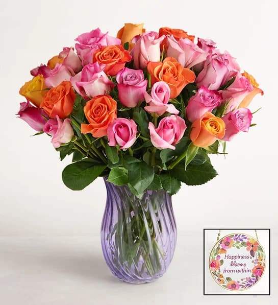 Two Dozen Roses & Suncatcher