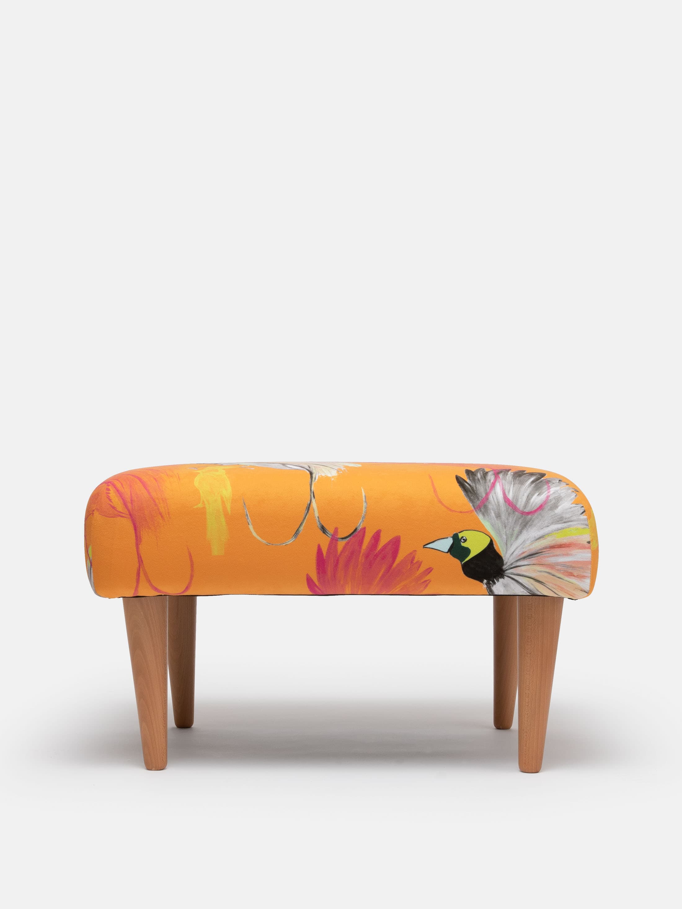 Upholstered Print Footstool